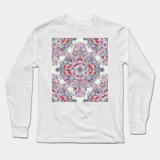 Floral Diamond Doodle in Red and Pink Long Sleeve T-Shirt